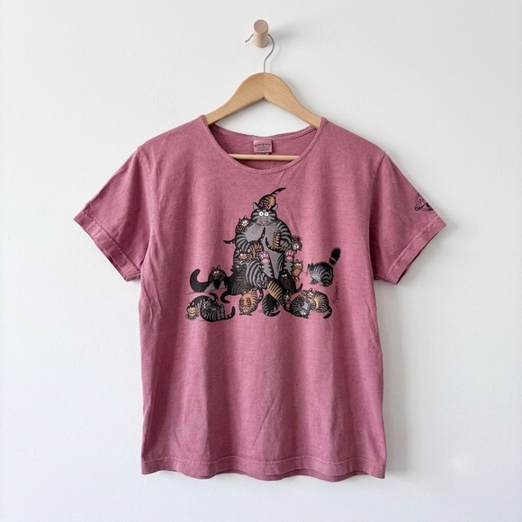 crazy shirts Tops - Crazy Shirts B Kliban Cat Pile Graphic Tee Small Dusty Rose Kitsch Mom Kittens